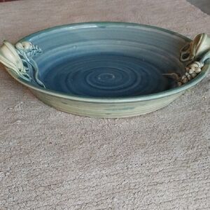 Handcrafted Blue and Green Ceramic Bowl